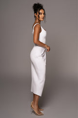 White Roxanne Slit Skirt - JLUXLABEL