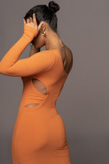 Orange  Vixen One Shoulder Dress - JLUXLABEL