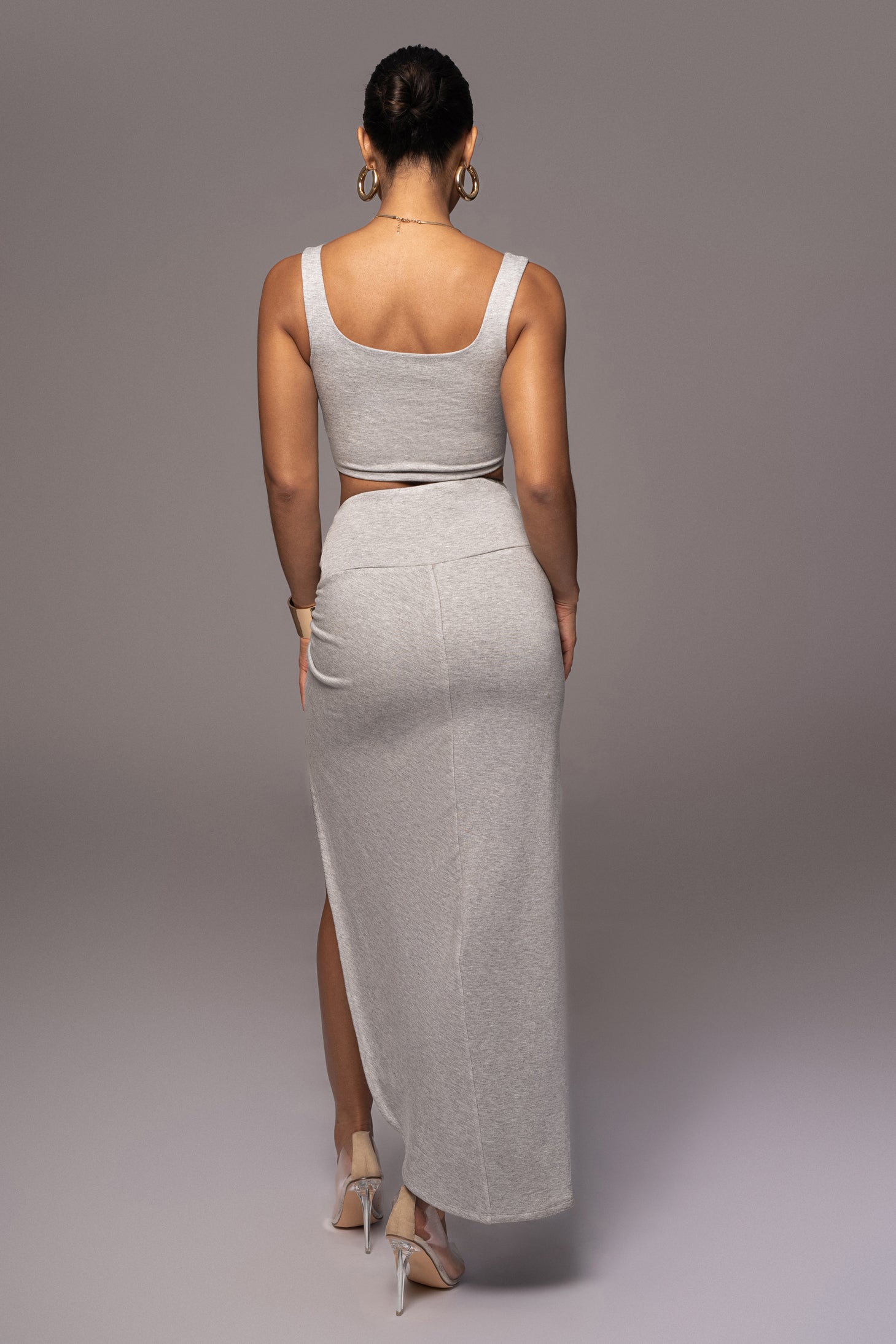 Grey Take You There Maxi Skirt