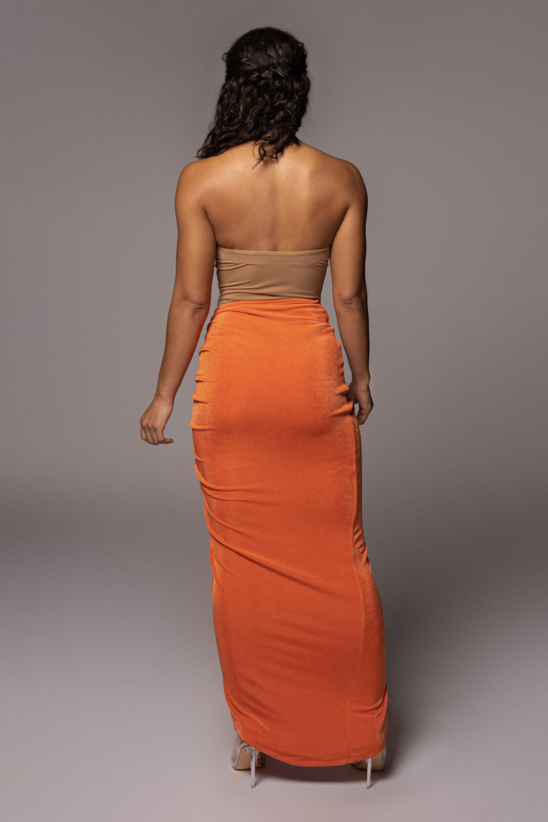 Orange Hanna Slinky Skirt - JLUXLABEL