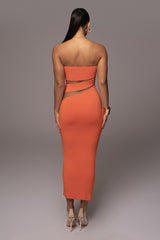 Orange Unpredictable Midi Dress - JLUXLABEL