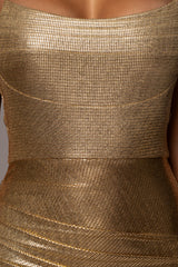 Gold Rubi Cowl Neck Cocktail Dress - Feminine Force - JLUXLABEL