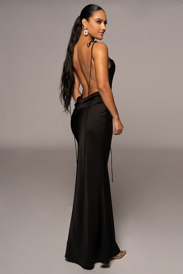 Irina Satin Maxi Gown (Black)