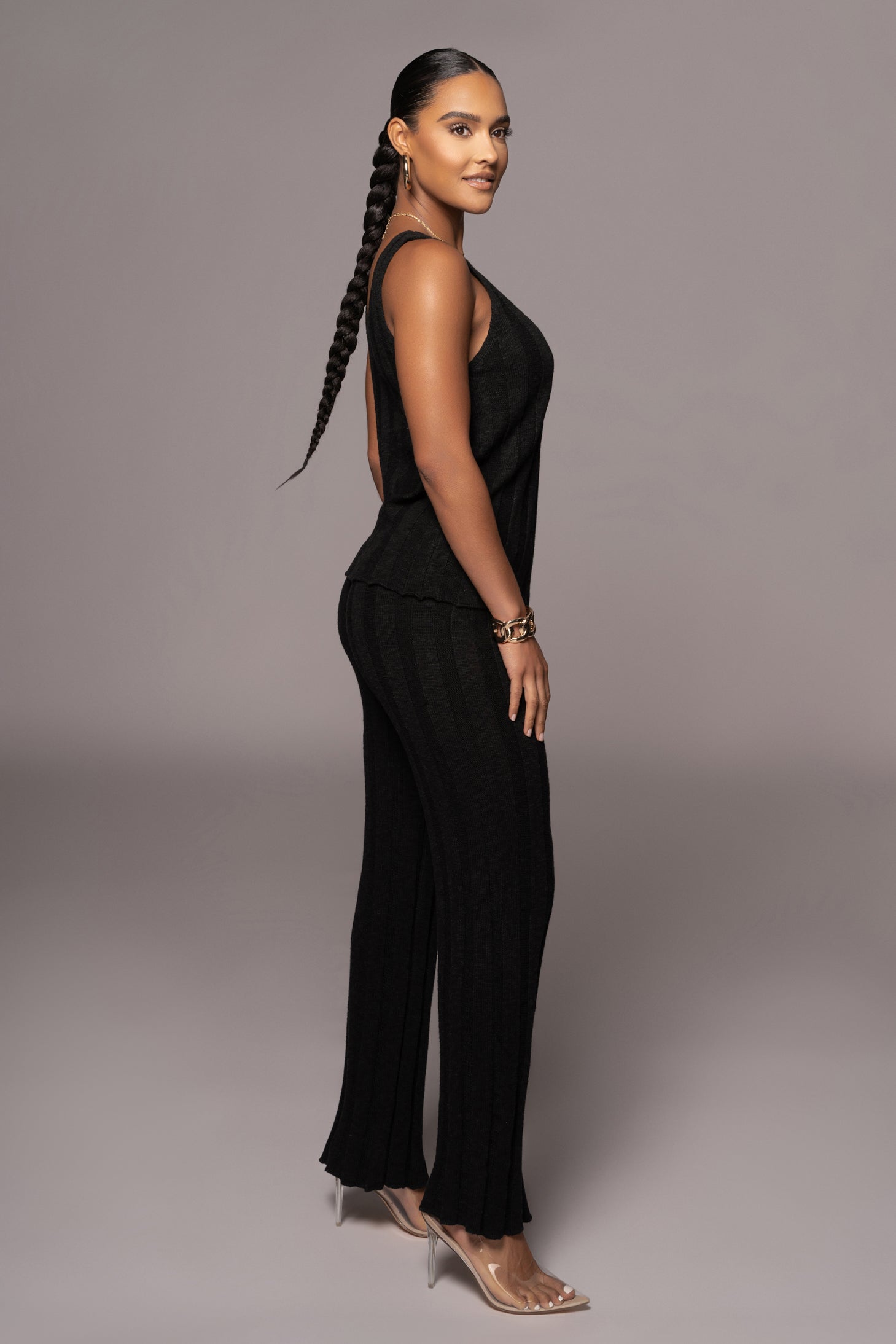 Noir West Bound Sweater Set - black