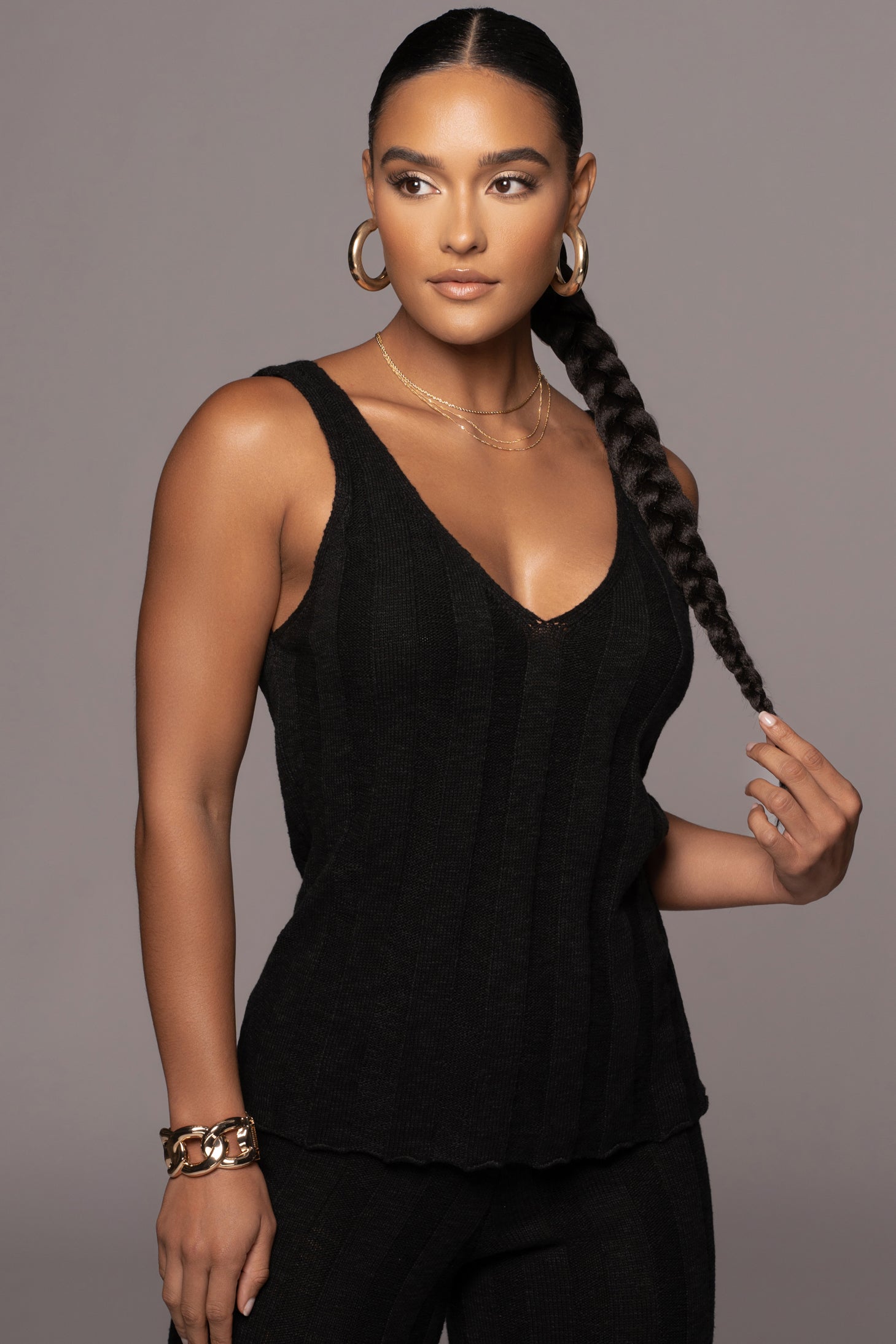 Noir West Bound Sweater Set - black