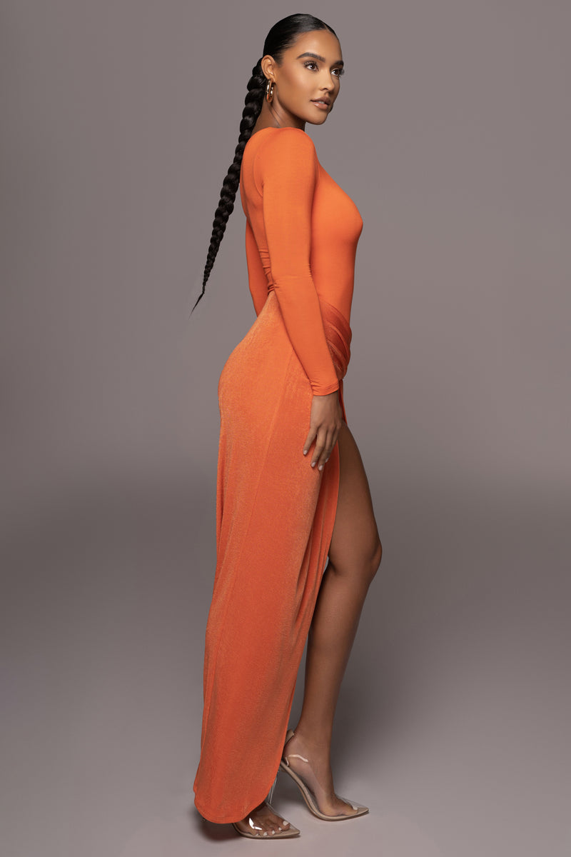 Orange Kimora Slinky Skirt