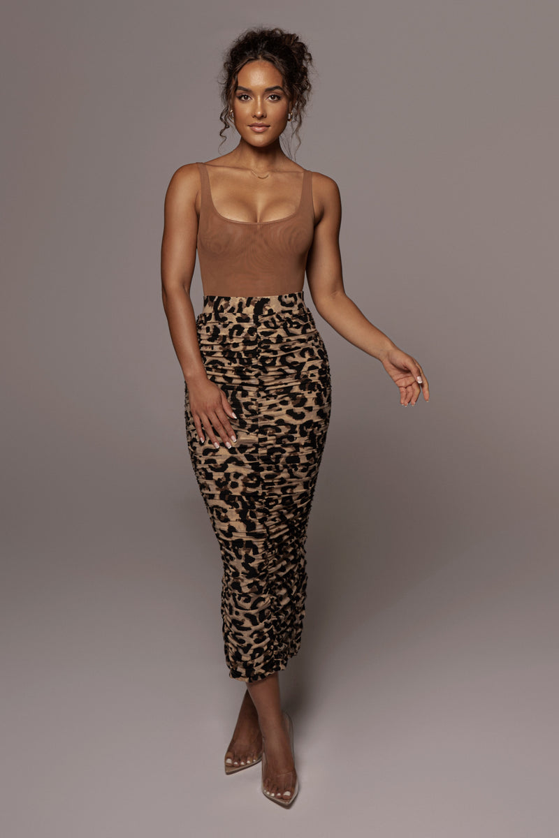 Leopard Halow Ruched Skirt - JLUXLABEL