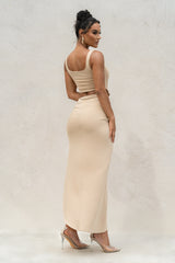 Beige Take You There Maxi Skirt