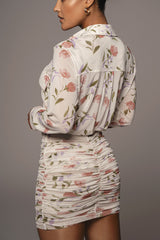 Ivory Floral Delilah Mesh Skirt - JLUXLABEL