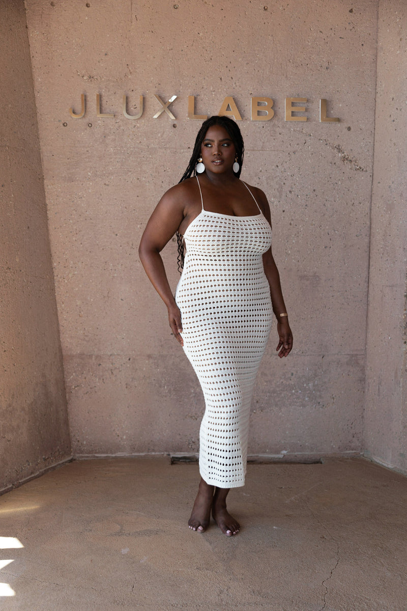 White Palmas Crochet Maxi Dress - JLUXLABEL