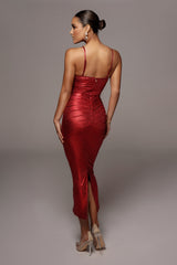 Red Rubi Cowl Neck Cocktail Dress - Feminine Force - JLUXLABEL