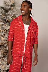 Red/White Home For The Holiday Adult Pajama Set - JLUXLABEL