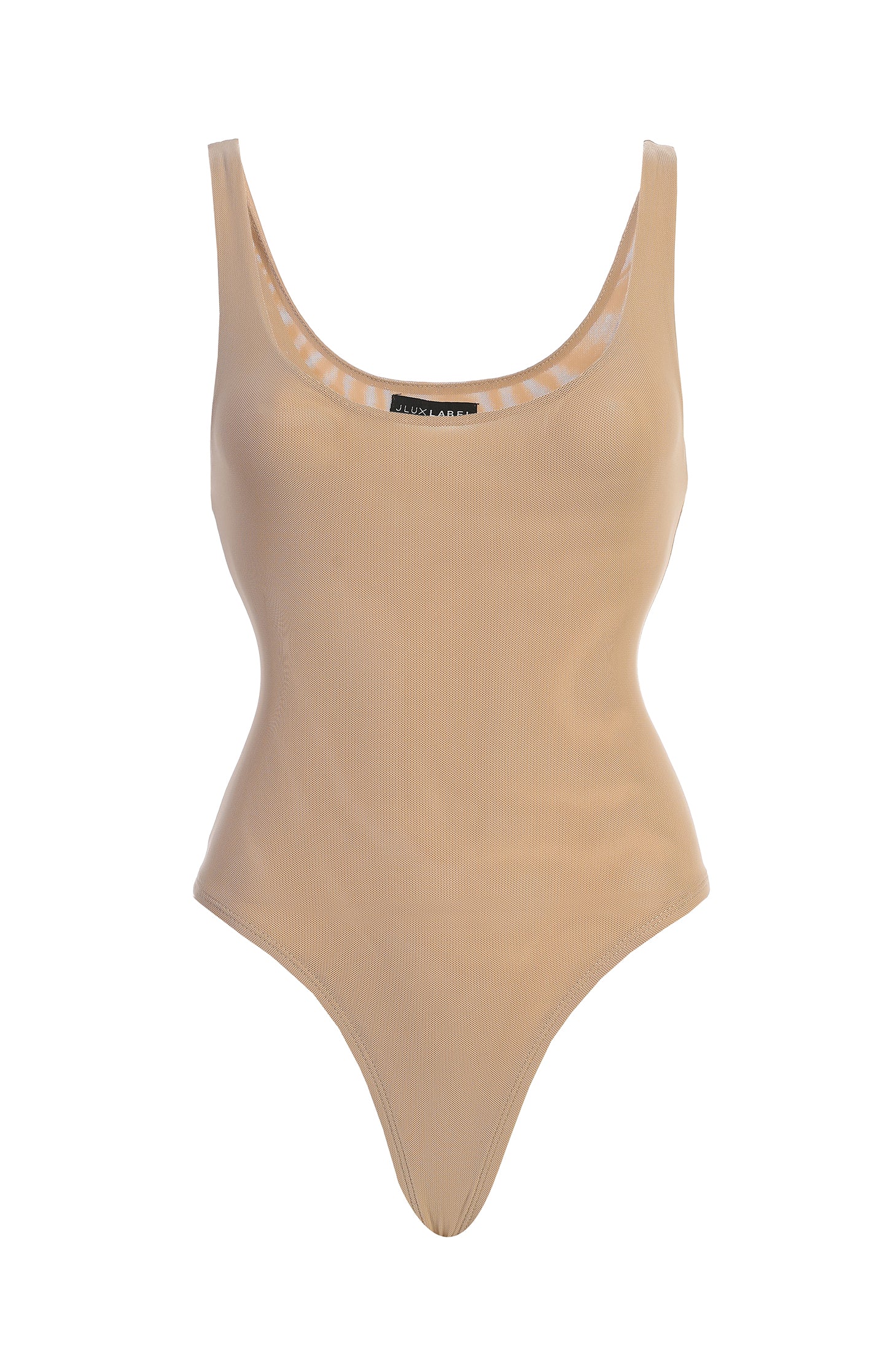 Beige Mesh Essentials Tank Bodysuit Undergarment - Feminine Force - JLUXLABEL