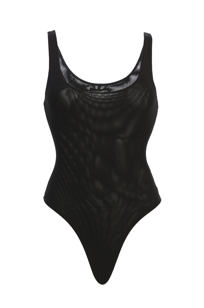 Black Mesh Essentials Tank Bodysuit Undergarment – JLUXLABEL